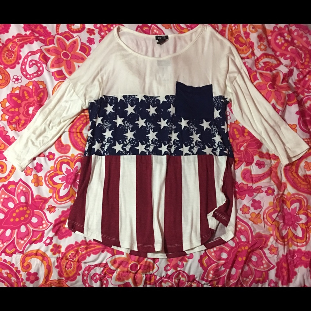 Red, white, and blue blouse